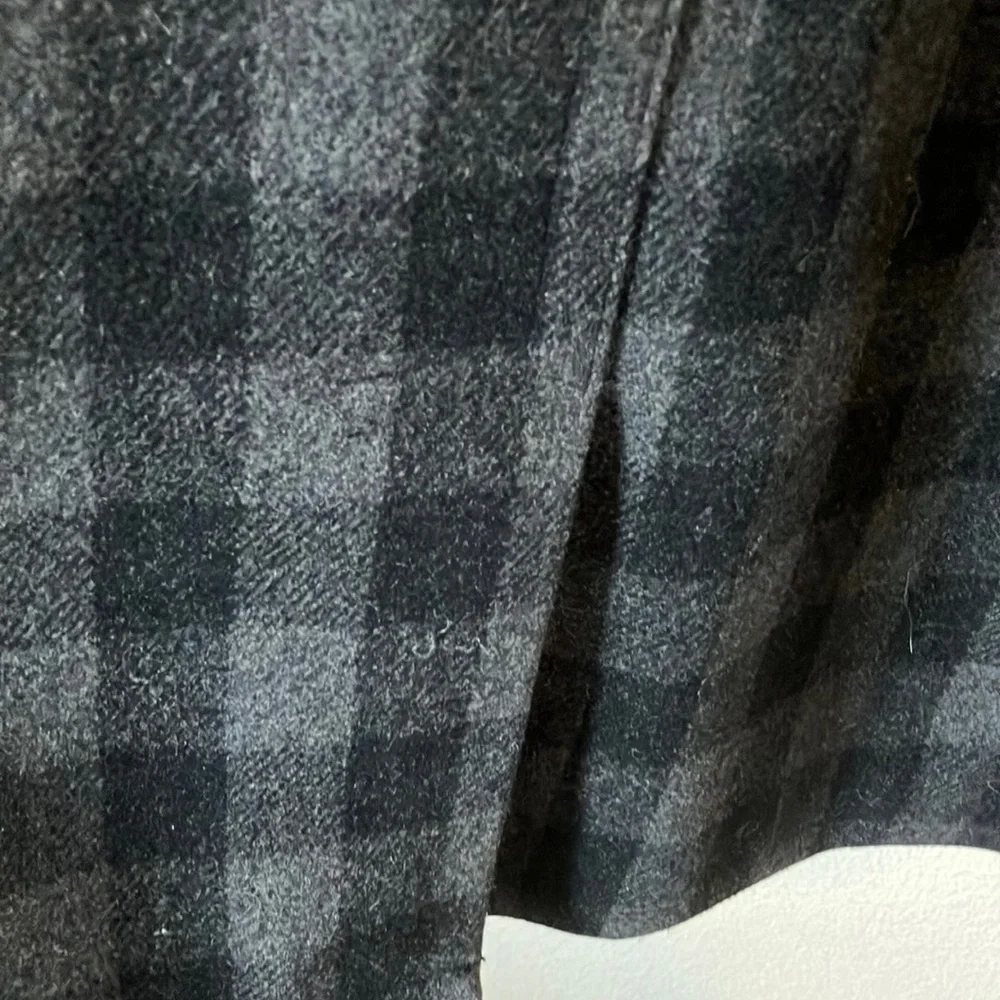 Calvin Klein Black and Gray Plaid Pea Coat - Picture 6 of 8
